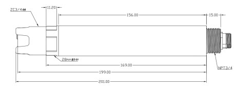 高量程水質(zhì)電導率TDS鹽度溫度傳感器尺寸圖